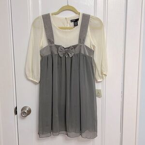 Guess 2-Piece Girls Grey Dress with Bow Accent